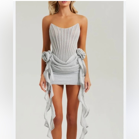 Elegant Silver Strapless Dress - Picture 13 of 13